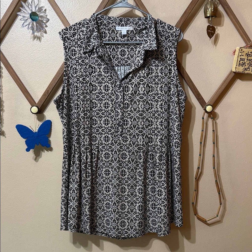 Westport Black and Cream Patterned Top